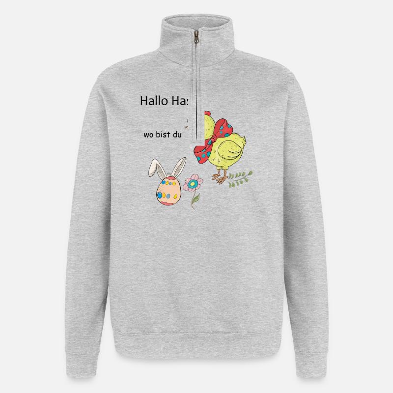 Easter chicken with bow - Quarter-Zip Sweatshirt - heather grey