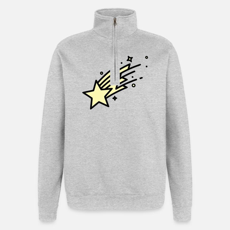  Sternschnuppe Komet Comic - Quarter-Zip-Sweatshirt - Grau meliert