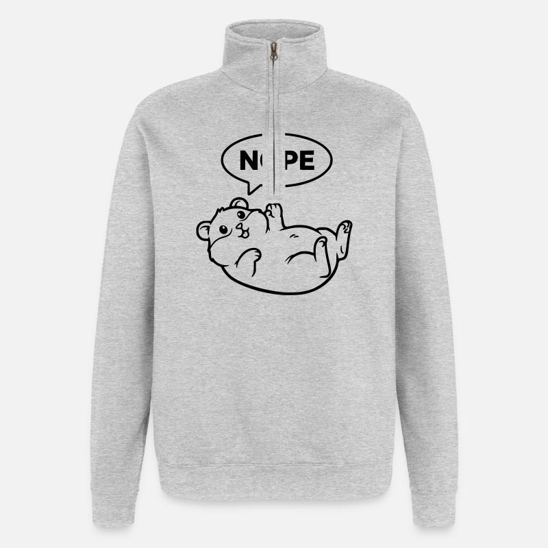 Hamster Mittelfinger Nope Lineart - Quarter-Zip-Sweatshirt - Grau meliert