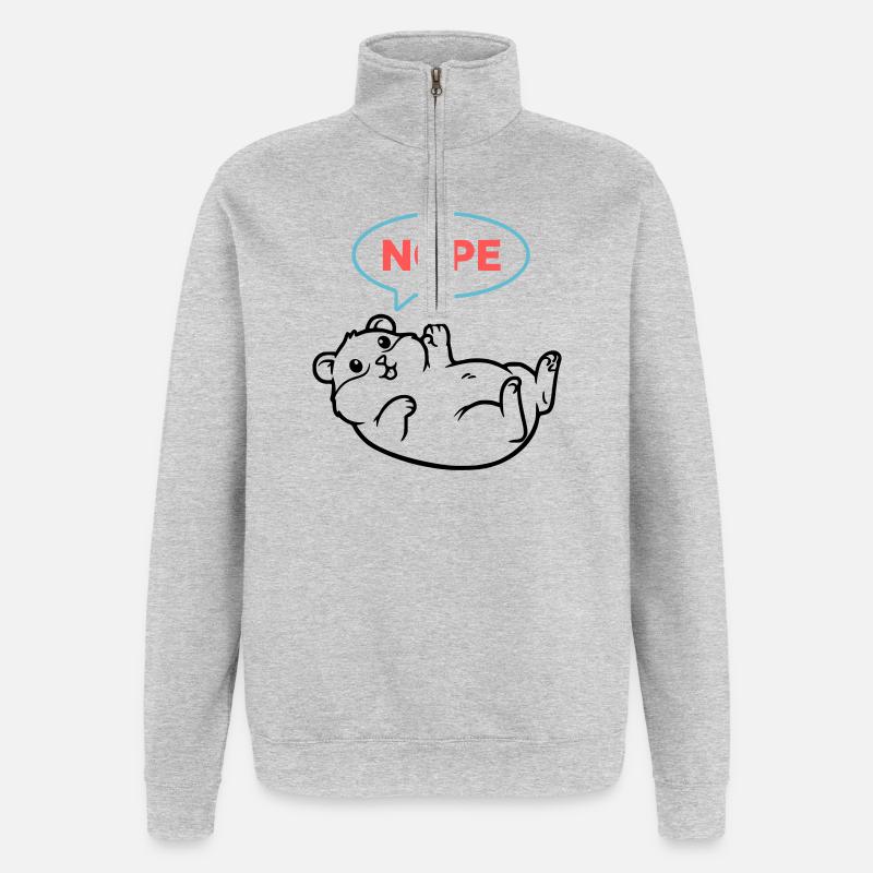 Hamster Nope Comic Farbig - Quarter-Zip-Sweatshirt - Grau meliert