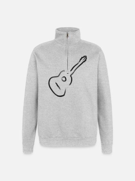 Gitarre Gitarrist Geschenk - Quarter-Zip-Sweatshirt - Grau meliert