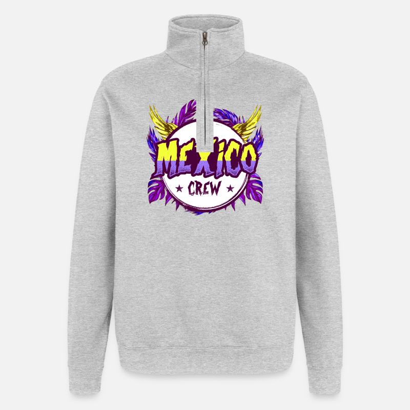 Mexiko Crew Bunt - Quarter-Zip-Sweatshirt - Grau meliert