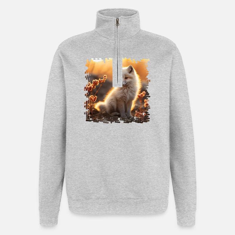 Arctic fox in the Sobbeb sinking - Quarter-Zip Sweatshirt - heather grey