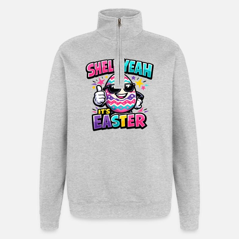 Hell Yeah It's Easter - Sweat à zip 1/4 - gris chiné