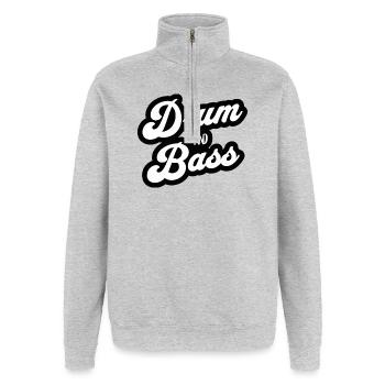 Drum and Bass Script Logo - Sweat à zip 1/4 - gris chiné - Devant - AI Model Female 172 light (172cm) & AI Model Male 178 dark (178cm)