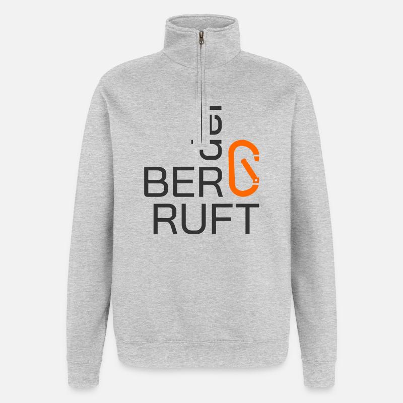 Der Berg ruft - mit Karabiner - Quarter-Zip-Sweatshirt - Grau meliert
