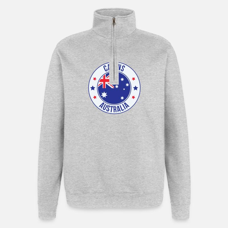 Cairns Australia Emblem-Abzeichen - Quarter-Zip-Sweatshirt - Grau meliert