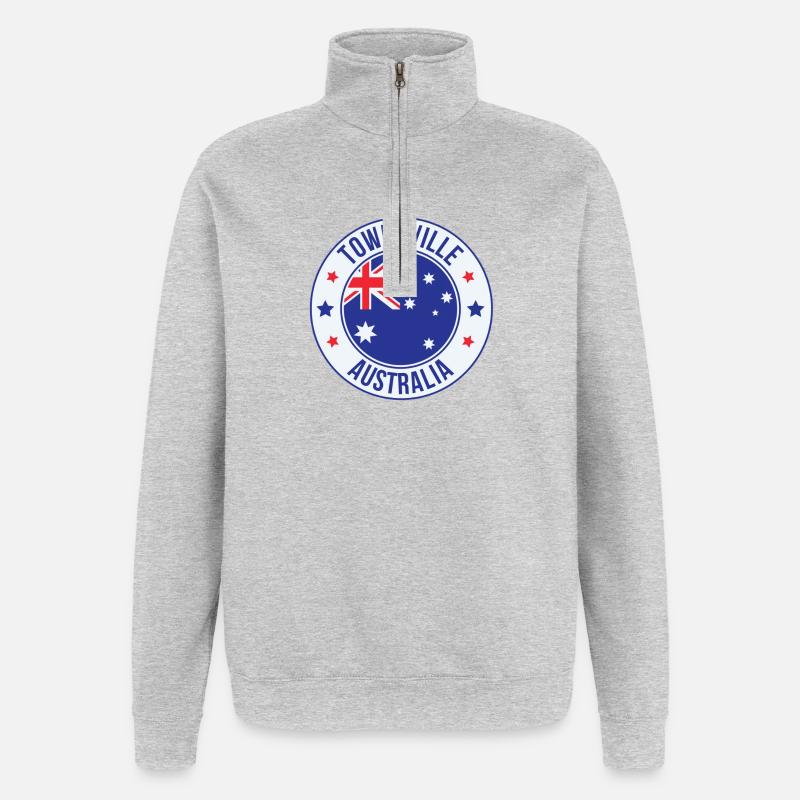 Emblème de Townsville Australie - Sweat à zip 1/4 - gris chiné