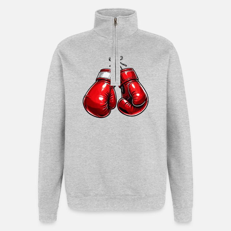 Boxe - Sweat à zip 1/4 - gris chiné