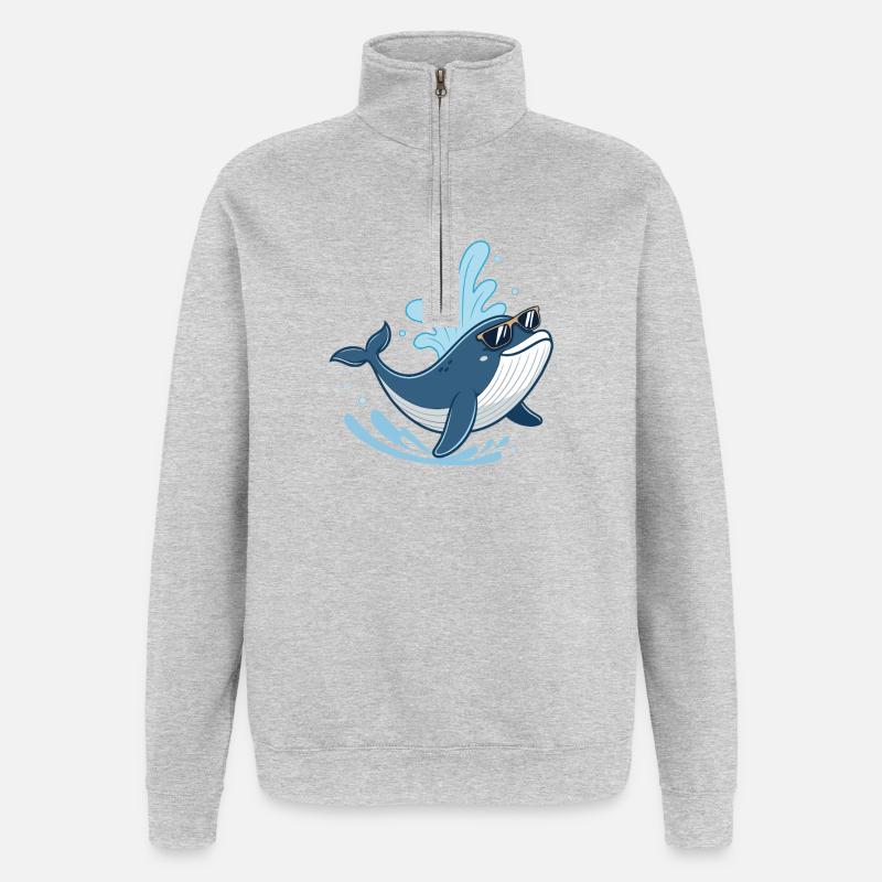 Sonnenwal-Splash - Quarter-Zip-Sweatshirt - Grau meliert
