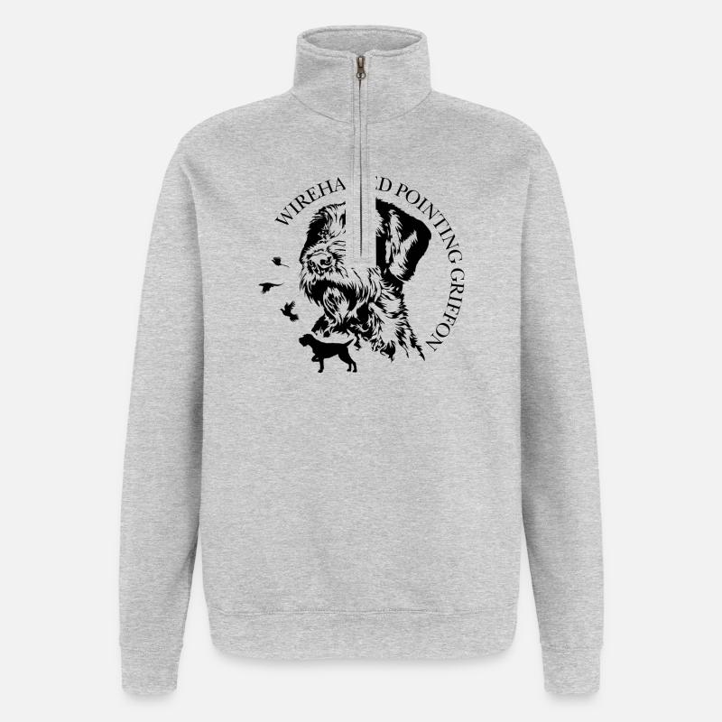 Wirehaired Pointing Griffon Jagdhunde Wilsigns  - Quarter-Zip-Sweatshirt - Grau meliert