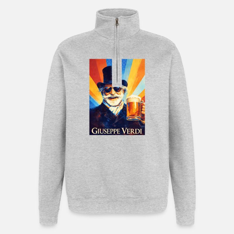 Giuseppe Verdi - Sweat à zip 1/4 - gris chiné