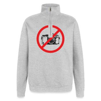 Panneau sans photos - Illustration - Sweat à zip 1/4 - gris chiné - Devant - AI Model Female 172 light (172cm) & AI Model Male 178 dark (178cm)