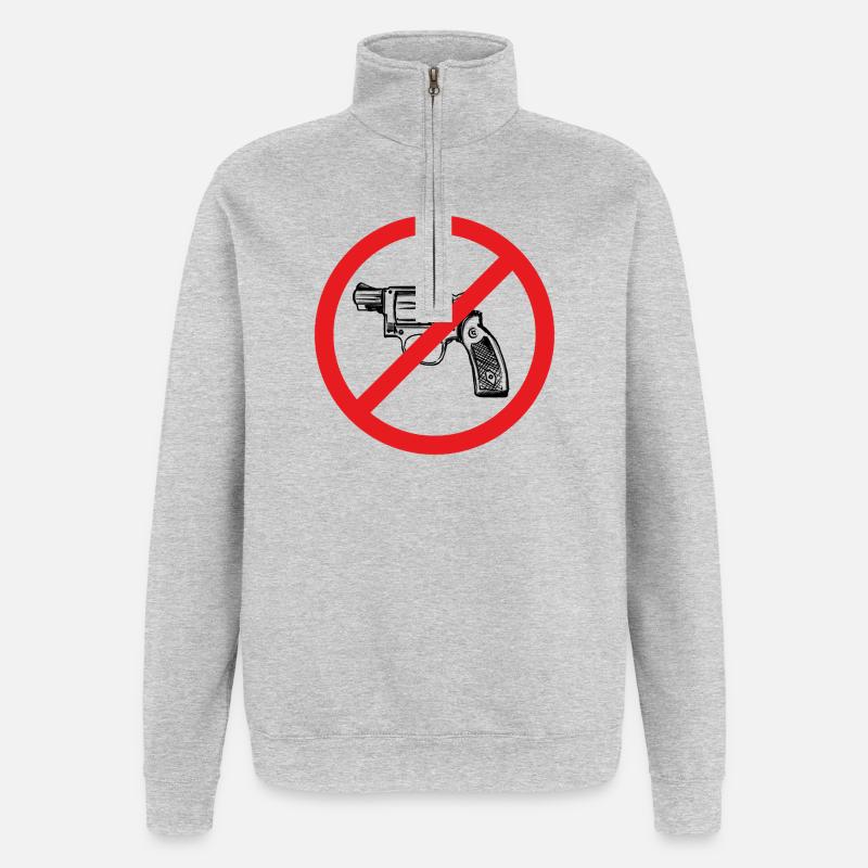 Signe de paix d’interdiction d’armes - Illustration - Sweat à zip 1/4 - gris chiné