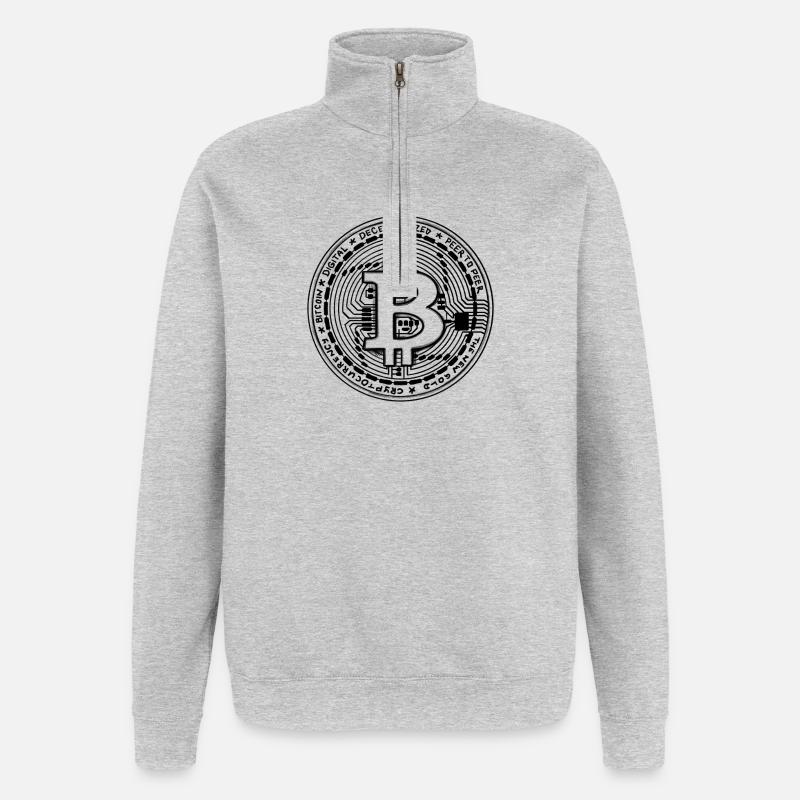Pièce Bitcoin – Symbole crypto – Illustration - Sweat à zip 1/4 - gris chiné