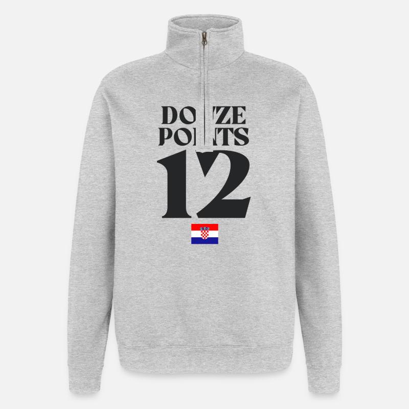 Douze Points 12 Eurovision Croatie - Sweat à zip 1/4 - gris chiné