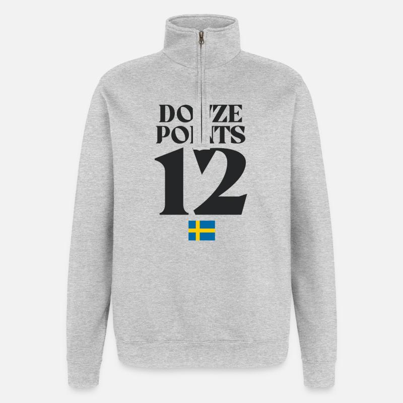 Twelve Points Sweden Eurovision - Quarter-Zip Sweatshirt - heather grey