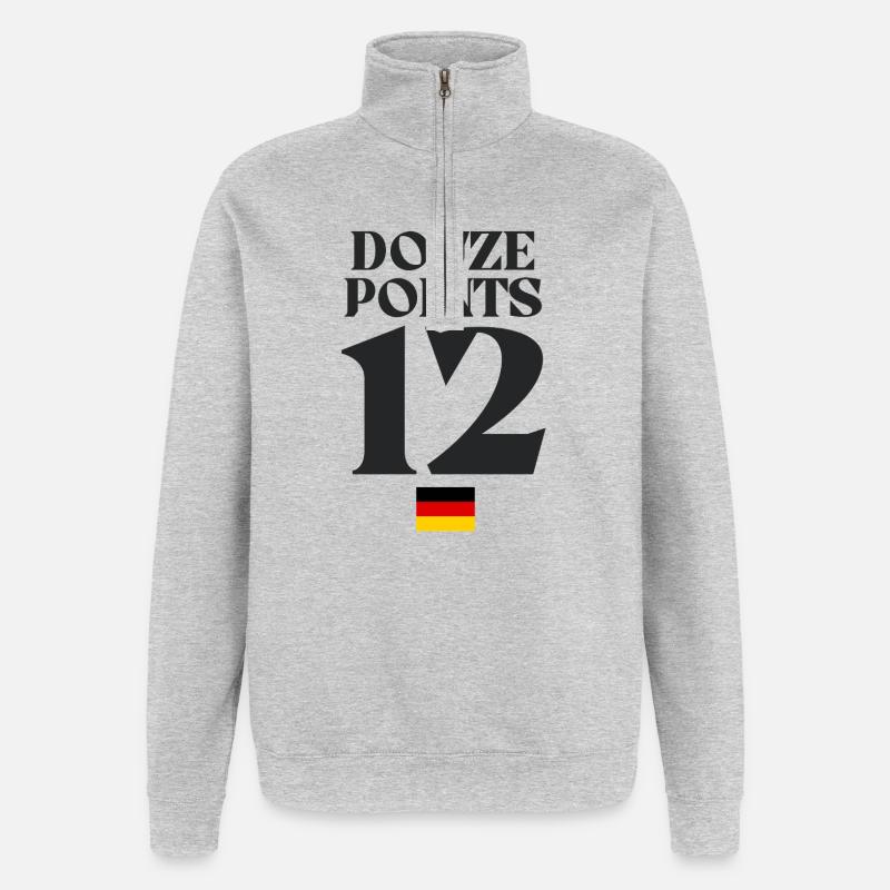 Douze points 12 Allemagne Eurovision - Sweat à zip 1/4 - gris chiné