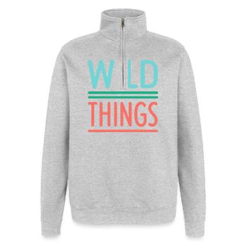 Wild Things Pastel Retro - Quarter-Zip-Sweatshirt - Grau meliert - Vorne - AI Model Female 172 light (172cm) & AI Model Male 178 dark (178cm)