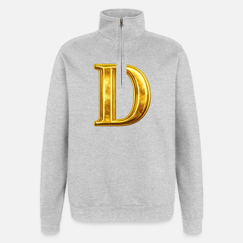 Goldenes D Monogramm - Quarter-Zip-Sweatshirt - Grau meliert