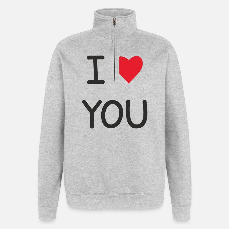 I ❤️ You – Doux Love Text Design - Sweat à zip 1/4 - gris chiné