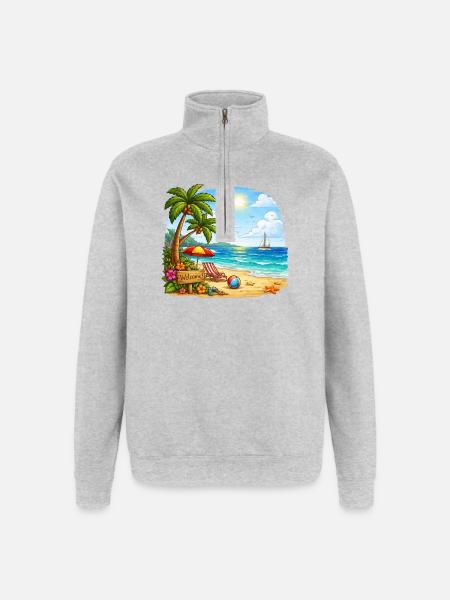 Welcome to the tropical beach - Quarter-Zip Sweatshirt - heather grey