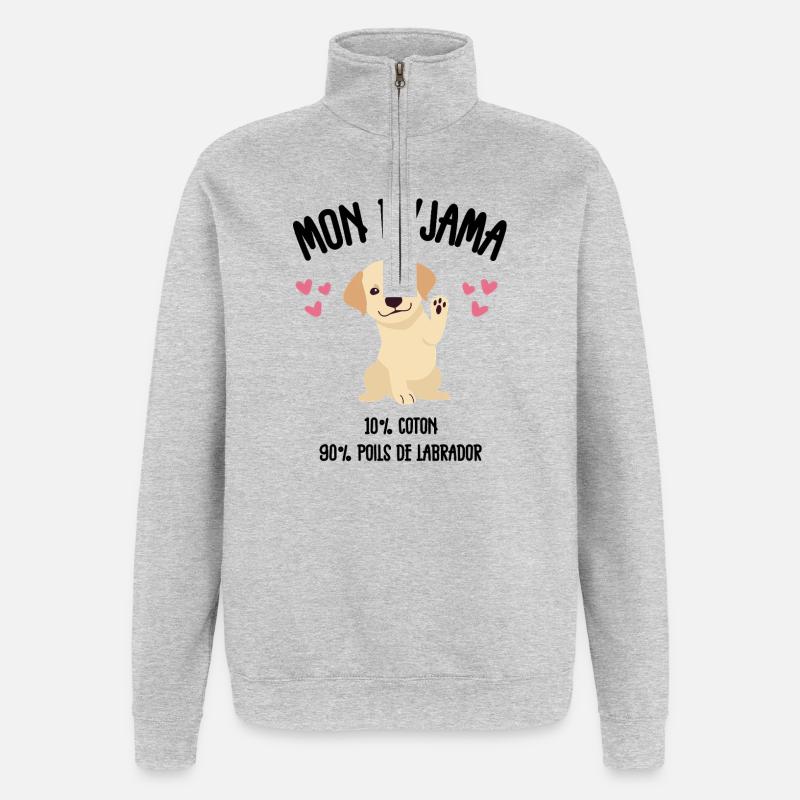 Labrador-Hunde-Pyjama-Humor - Quarter-Zip-Sweatshirt - Grau meliert