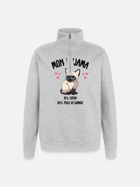 Funny Siamese Cat Pajamas - Quarter-Zip Sweatshirt - heather grey
