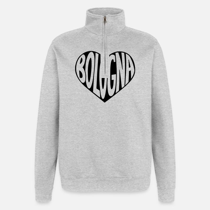 Bologna Heart Typography - Quarter-Zip Sweatshirt - heather grey
