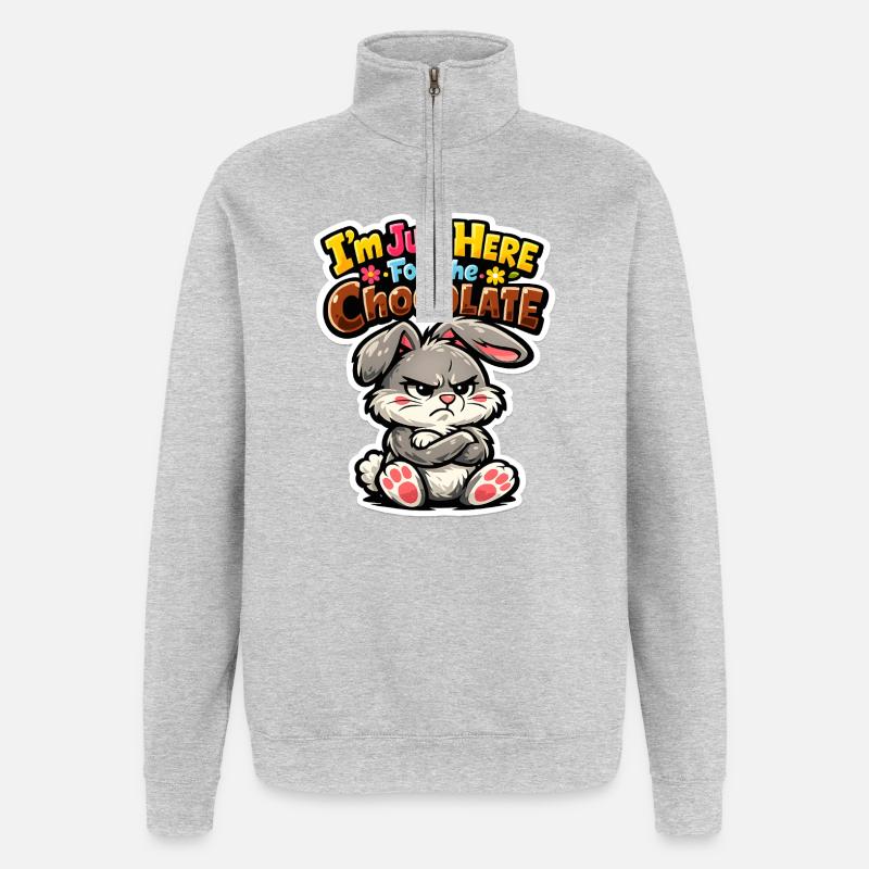 Je suis là pour le chocolat - Sweat à zip 1/4 - gris chiné