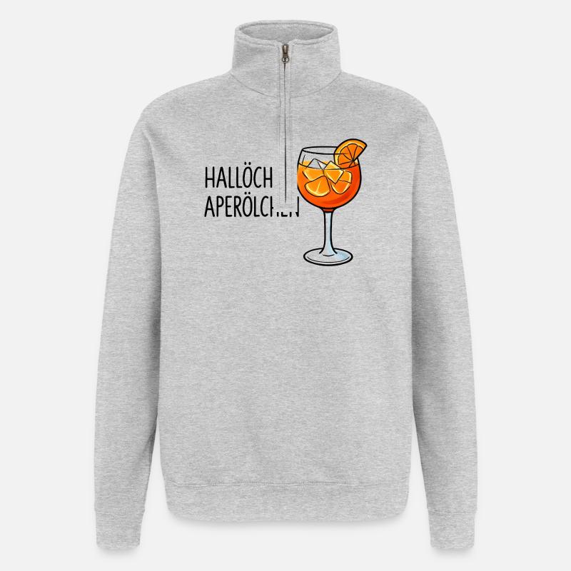 Hallöchen Aperölchen Party Spritz Geschenkidee - Quarter-Zip-Sweatshirt - Grau meliert