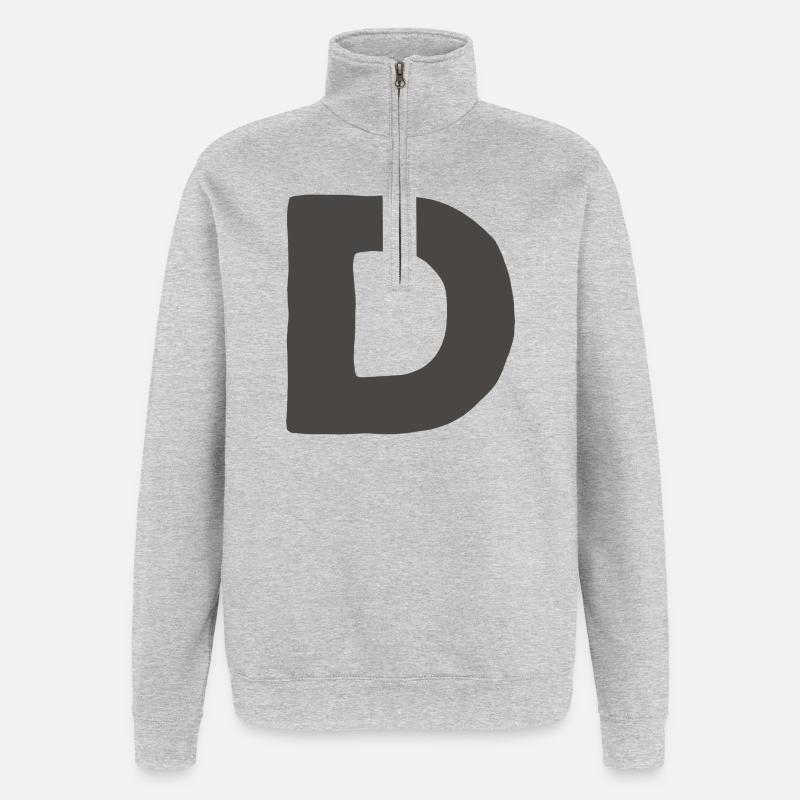 Minimalbuchstabe D Fett Monogramm-Typografie - Quarter-Zip-Sweatshirt - Grau meliert