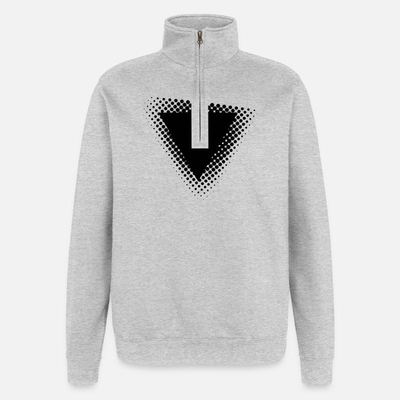 Conception géométrique de triangles à points - Sweat à zip 1/4 - gris chiné