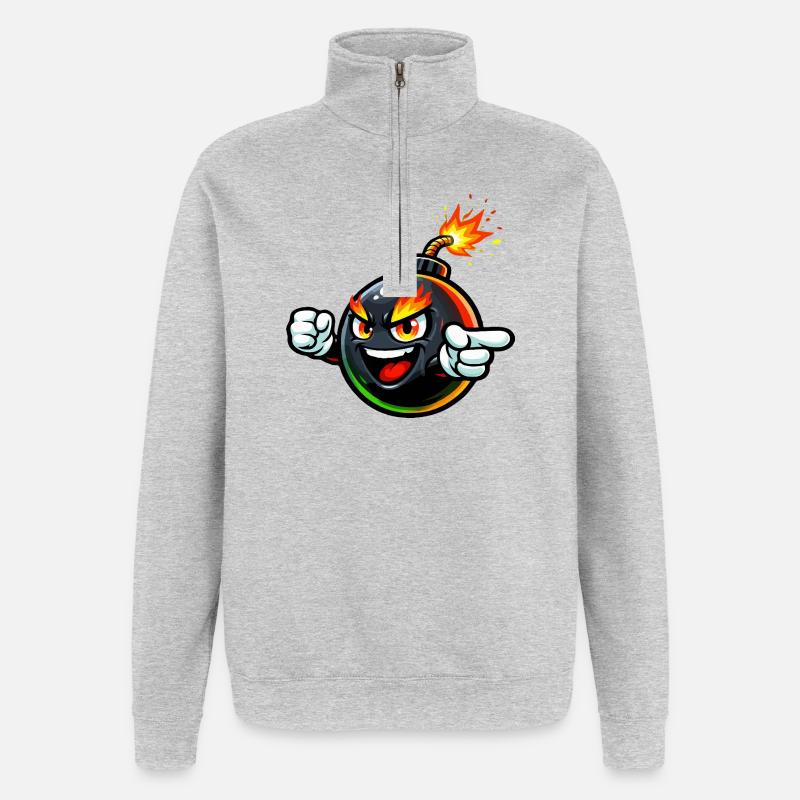 Spectacle de bombes explosives en colère - Sweat à zip 1/4 - gris chiné