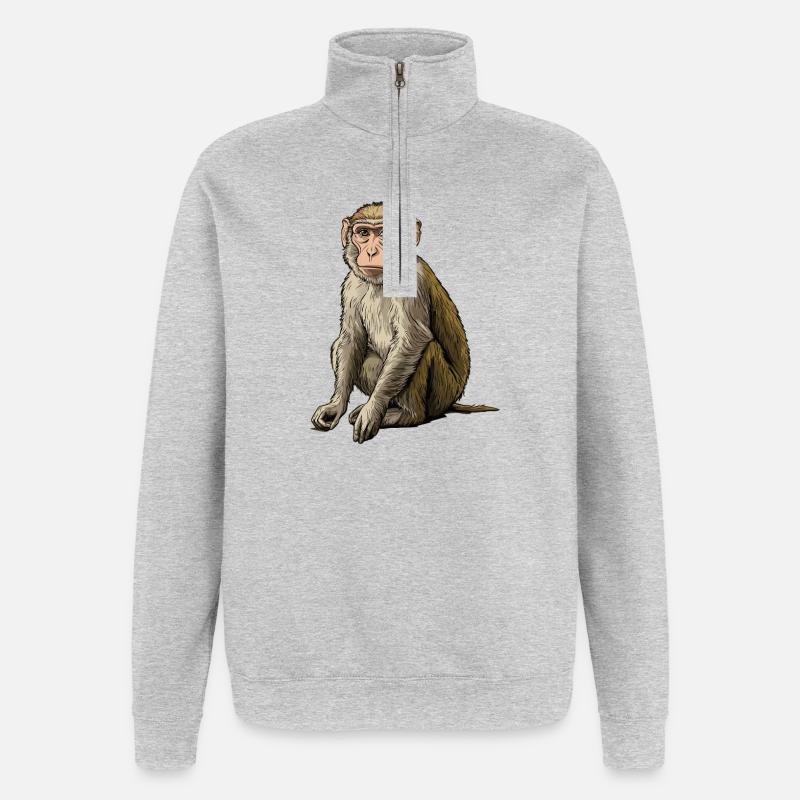 Macaque Macaque - Sweat à zip 1/4 - gris chiné