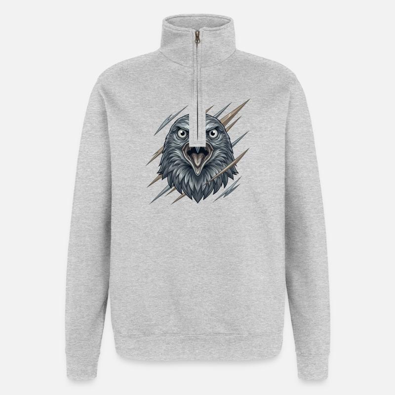 Furious eagle in the storm - Quarter-Zip Sweatshirt - heather grey