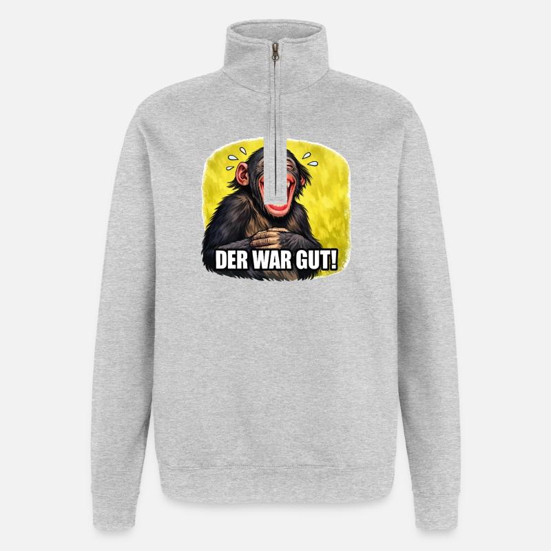 Lachender Affe - Der war gut! - Quarter-Zip-Sweatshirt - Grau meliert