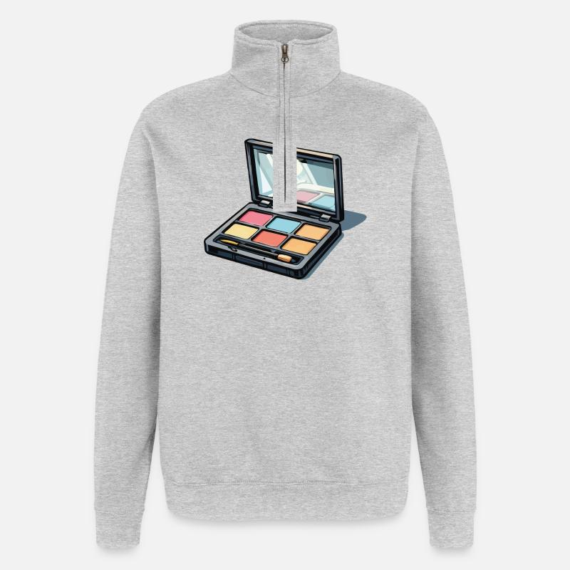 Farbenpalette Kunst: Makeup-Illustration - Quarter-Zip-Sweatshirt - Grau meliert