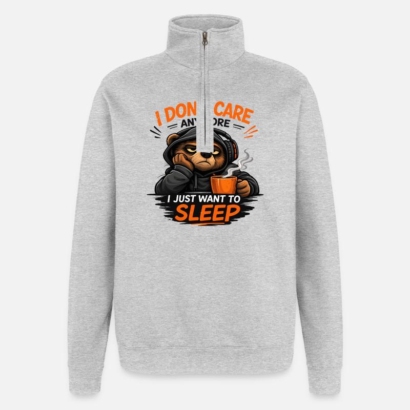 Grumpy Bear Schlaf-Tee Design - Quarter-Zip-Sweatshirt - Grau meliert