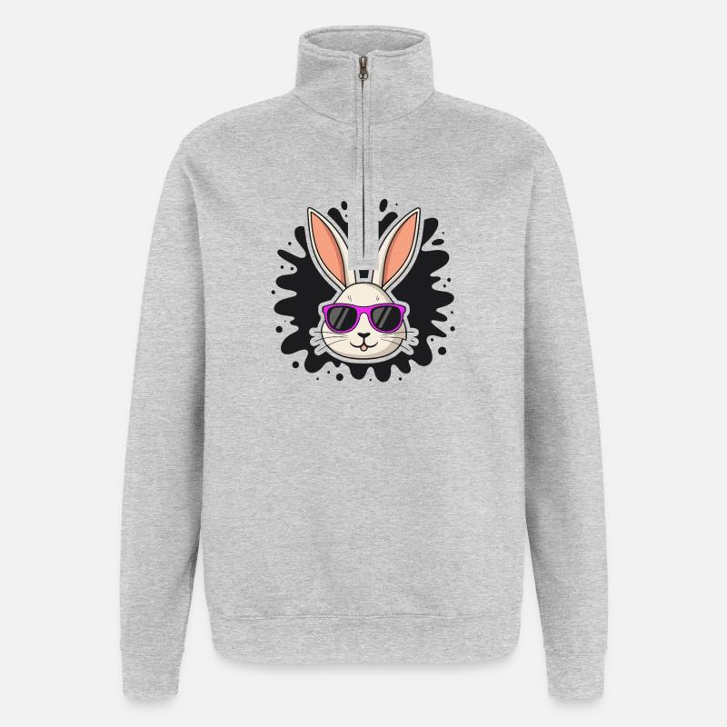 Chic Rabbit Lila Brille - Quarter-Zip-Sweatshirt - Grau meliert