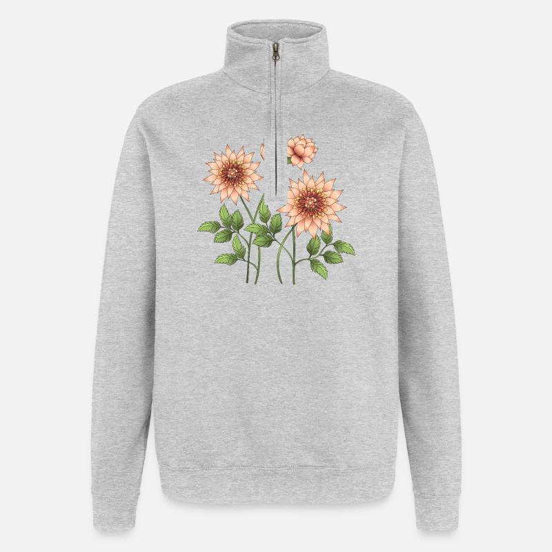 Fleur - Sweat à zip 1/4 - gris chiné