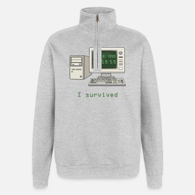 J’ai survécu à l’an 2000 - Sweat à zip 1/4 - gris chiné