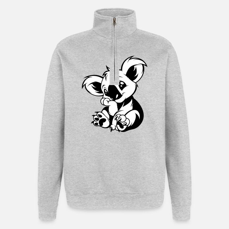 Süßer Koala sitzt verspielt - Quarter-Zip-Sweatshirt - Grau meliert