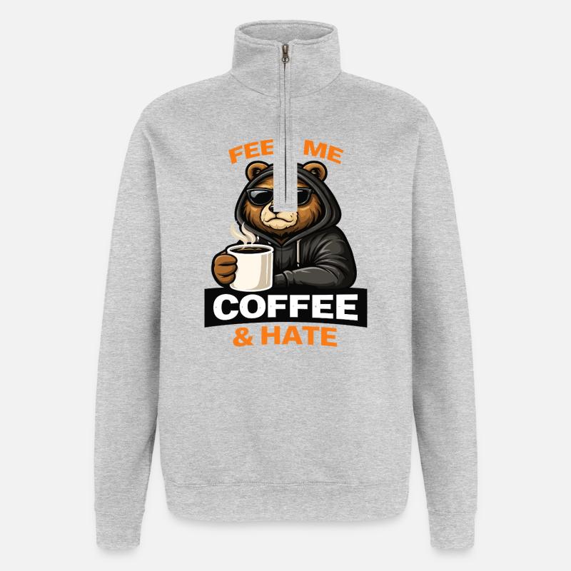 Grumpy Bear Coffee Attitude - Quarter-Zip Sweatshirt - heather grey