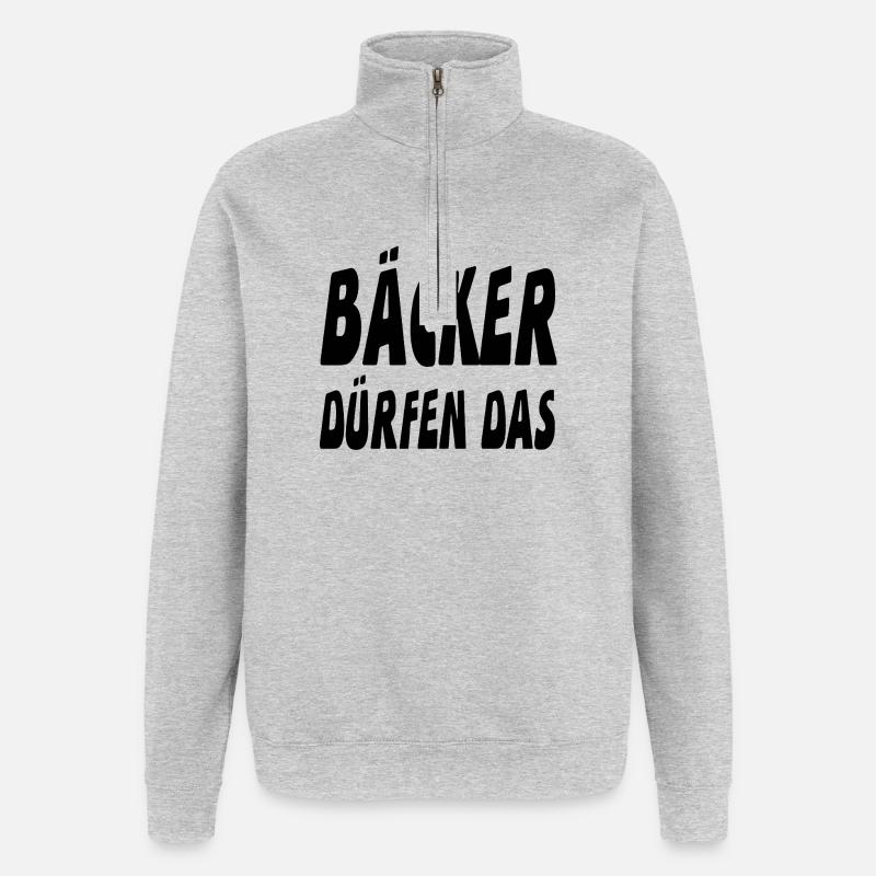 Bäcker - Quarter-Zip-Sweatshirt - Grau meliert