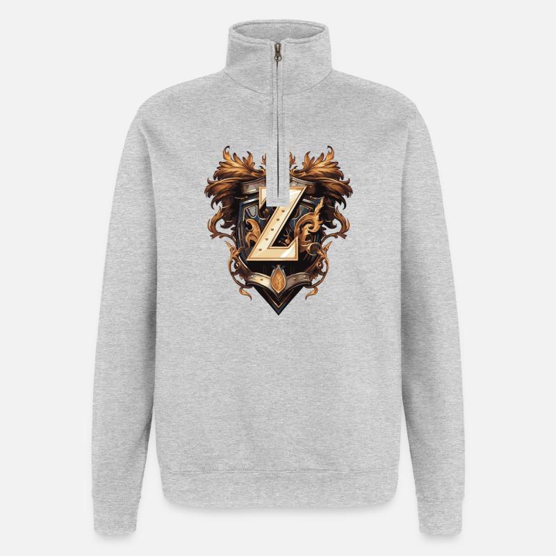 Z Buchstabe Name Krone - Quarter-Zip-Sweatshirt - Grau meliert