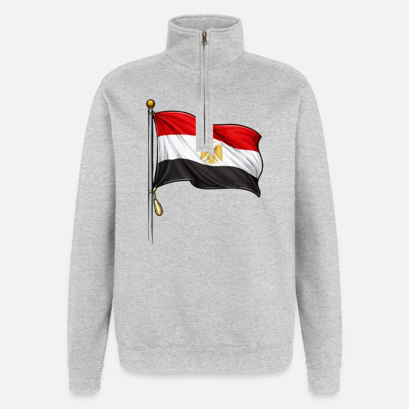 Drapeau égyptien - Sweat à zip 1/4 - gris chiné