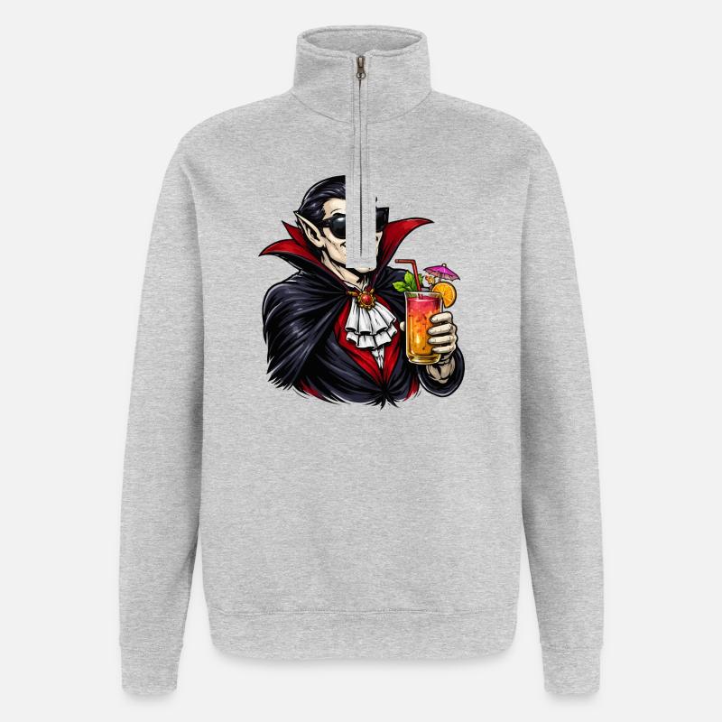 Vampir Cocktail Deluxe - Quarter-Zip-Sweatshirt - Grau meliert