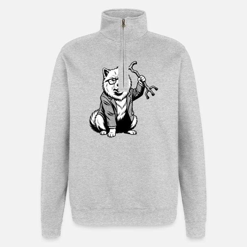 Eurasier | Grumpy - Quarter-Zip-Sweatshirt - Grau meliert