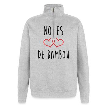 Bambushochzeit 79 Jahre Ehe - Quarter-Zip-Sweatshirt - Grau meliert - Vorne - AI Model Female 172 light (172cm) & AI Model Male 178 dark (178cm)